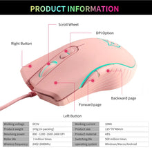 USB Wired Gaming Mouse Pink Computer Professional E-sports Mause